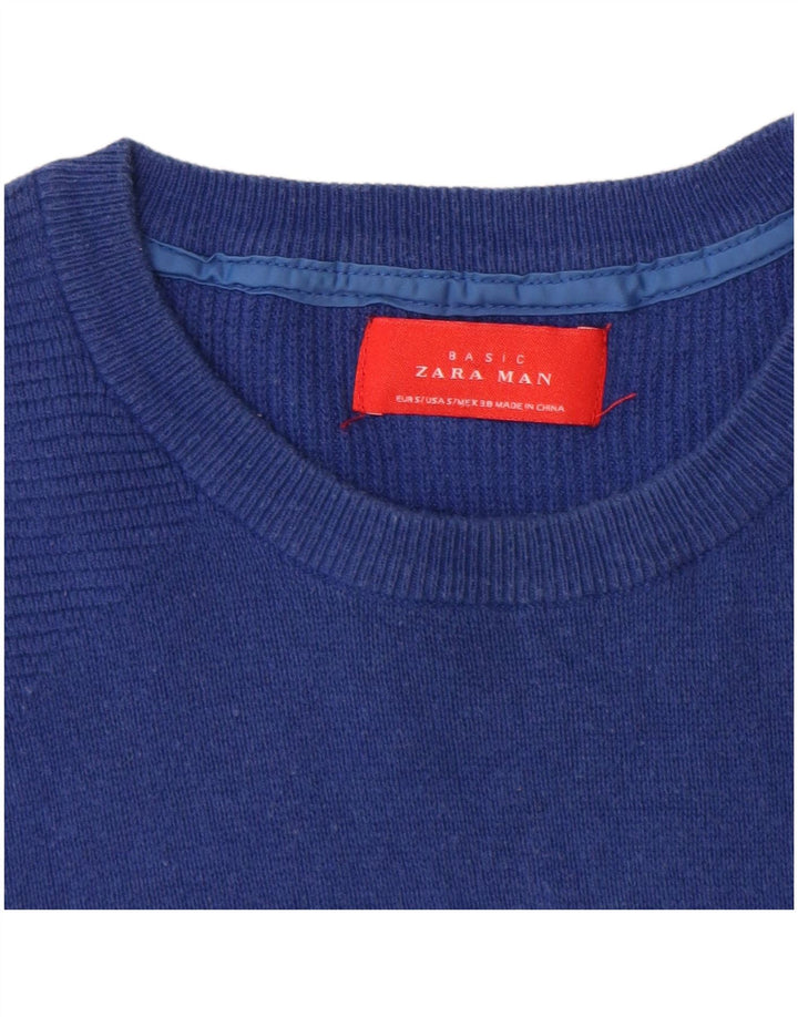 Zara Herre sweater med rund hals, lille blå bomuld