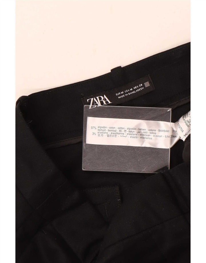 Zara Womens Pegged Chino Shorts Medium W28 Sort Bomuld