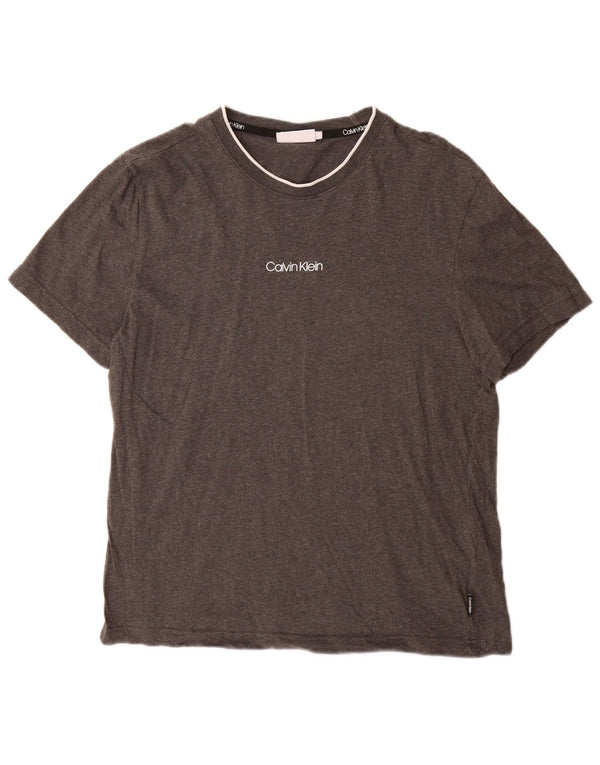 Calvin Klein Herre grafisk T-shirt Top Medium Grey Flecked Bomuld