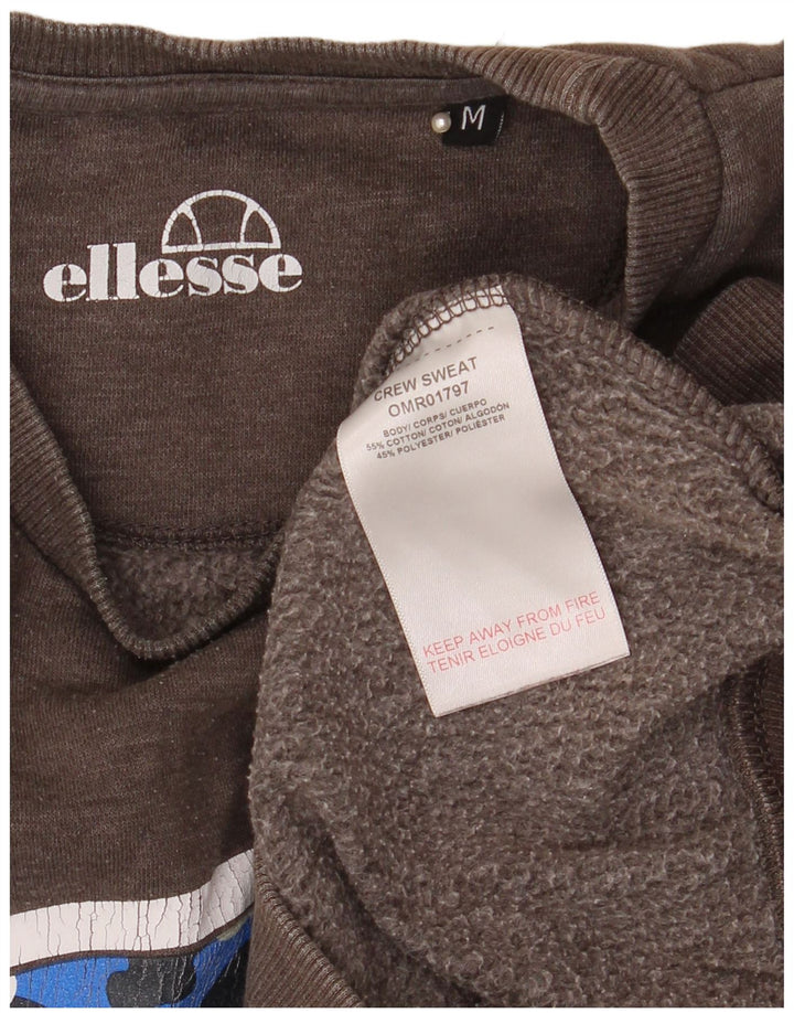 Ellesse Herre Grafisk Sweatshirt Jumper Medium Grå Bomuld