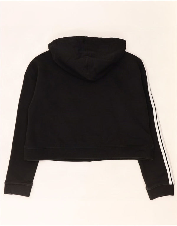Adidas Womens Crop Oversized Hoodie Jumper UK 16 Large Black Bomuld