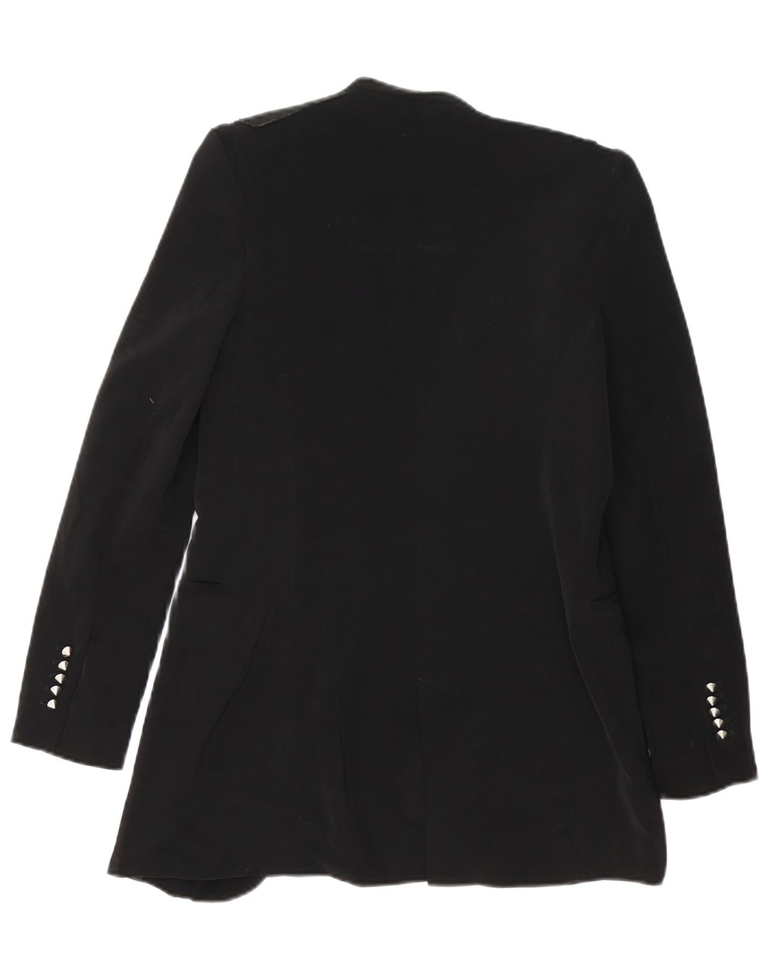 ZARA Womens Longline Open Blazer Jacket UK 10 Small Black Acetate
