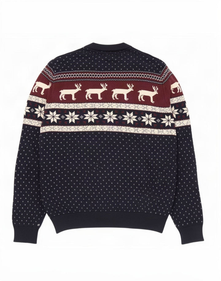 Marks & Spencer Herretrøjetrøje med rund hals mellem marineblå Fair Isle