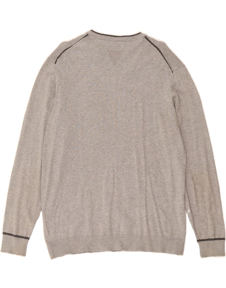 GUESS Mens V-Neck Jumper Sweater Medium Grey Vintage Guess and Second-Hand Guess from Messina Hembry 
