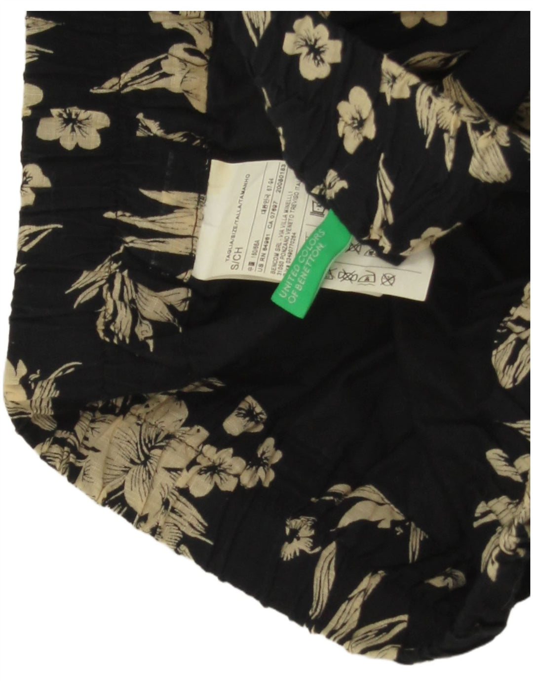 BENETTON Dame Mini-nederdel Small W27 Black Floral Bomuld
