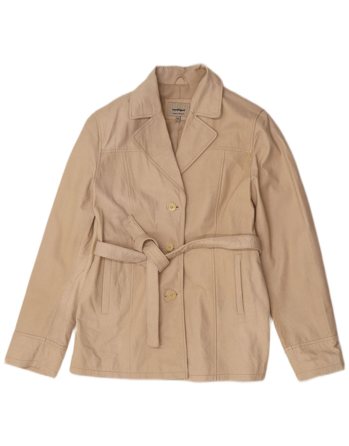 Conbipel Dame Læderjakke IT 42 Medium Beige Læder