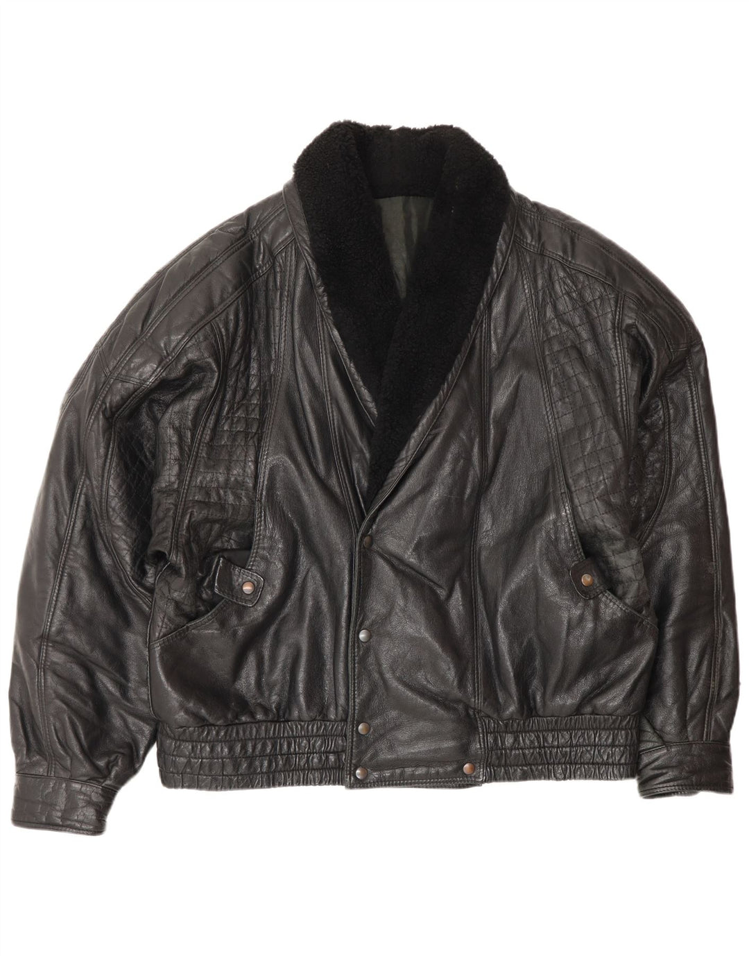 Vintage herre læderjakke IT 52 XL Sort