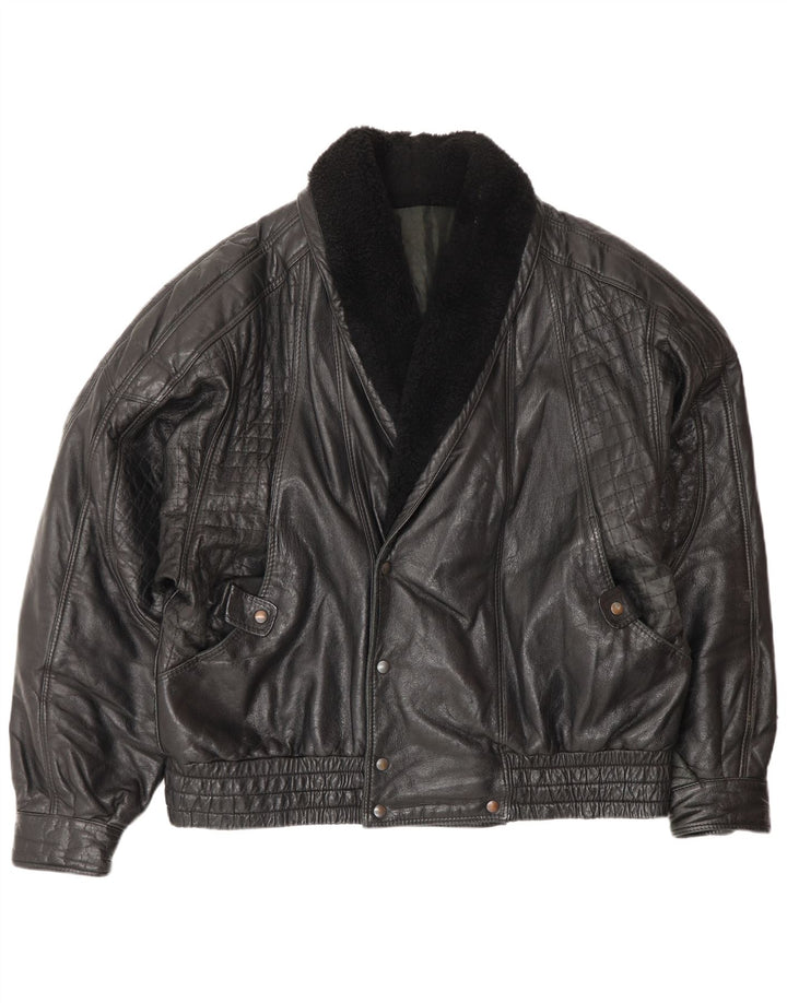 Vintage herre læderjakke IT 52 XL Sort