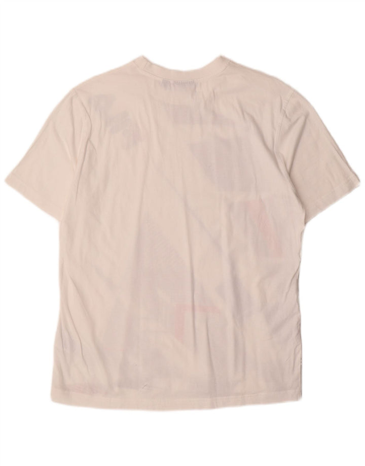 Fila Herre Grafisk T-Shirt Top Medium Hvid Geometrisk Bomuld