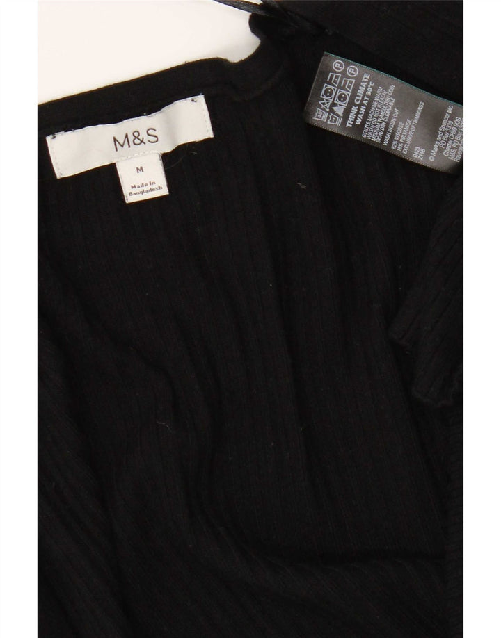 Marks & Spencer Womens Open Cardigan Sweater UK 14 Medium Black Viscose