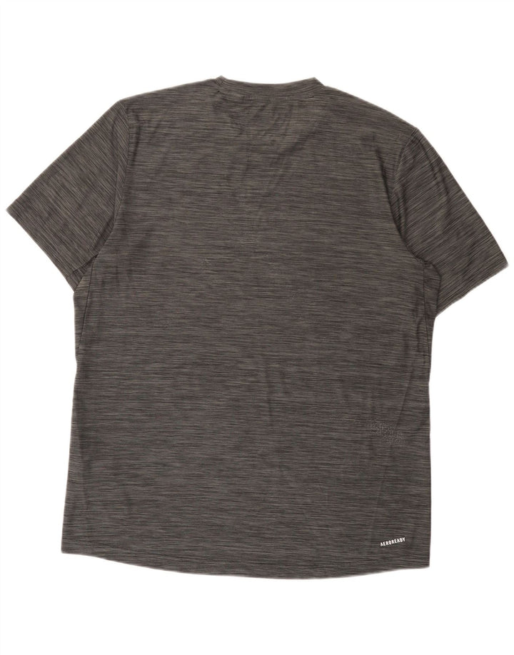 Adidas Herre Aeroready T-Shirt Top Medium Grey Flecked Polyester