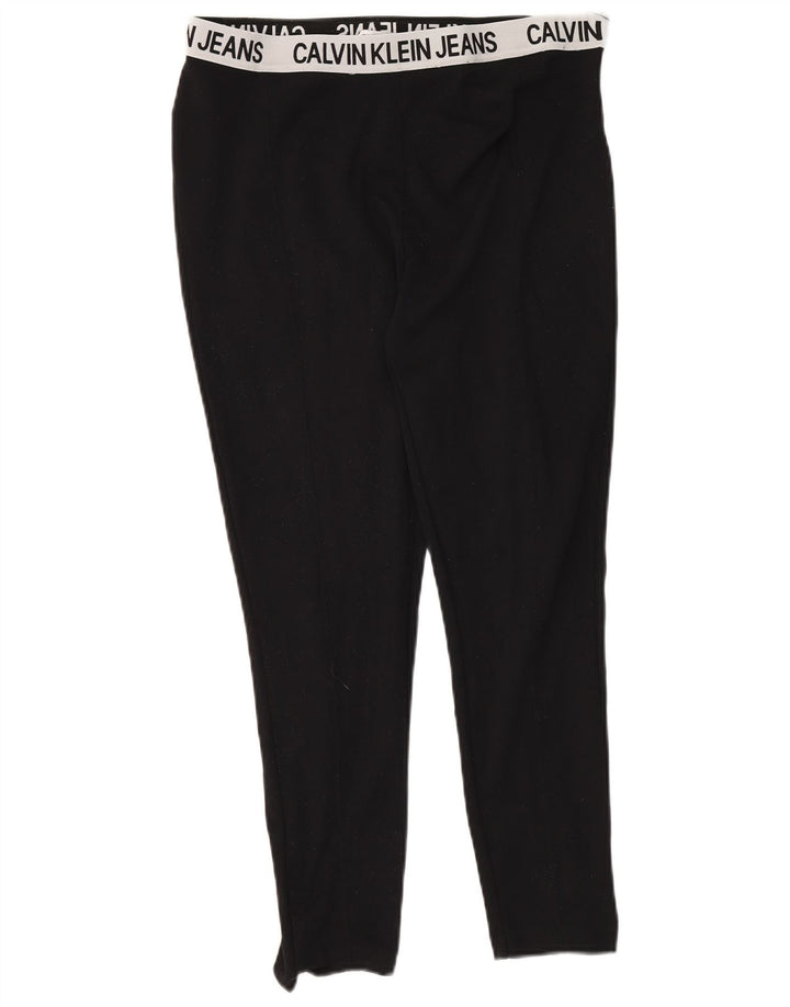 CALVIN KLEIN Womens Graphic Leggings UK 16 Large  Black