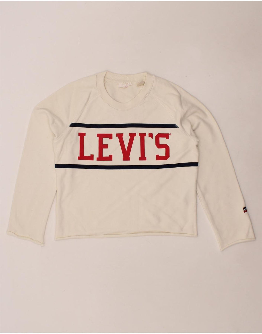 LEVI'S Womens Graphic Sweatshirt Jumper UK 6 XS White Cotton Vintage Levi's and Second-Hand Levi's from Messina Hembry 