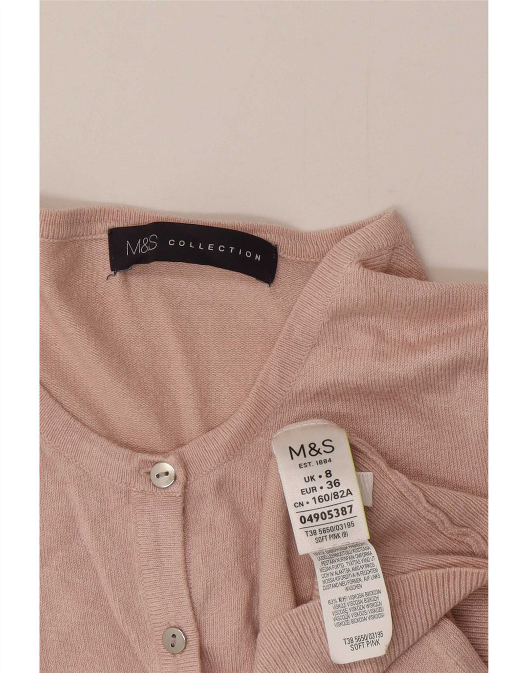 Marks & Spencer Dame Cardigan Sweater UK 8 Small Pink Viscose