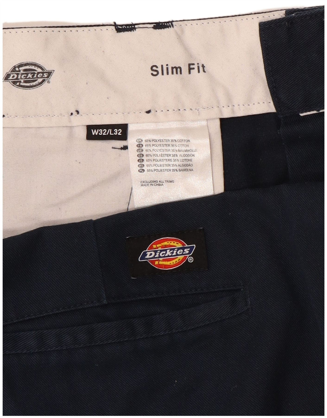 Dickies Herre Slim Fit Chino Bukser W32 L32 Marineblå Polyester