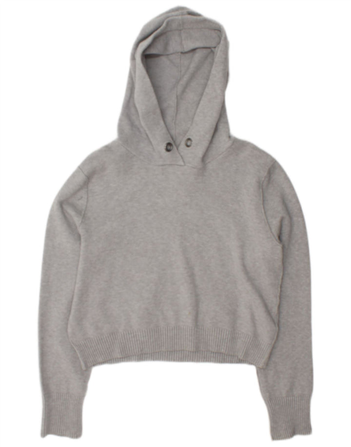 Zara Womens Crop Hættetrøje trøje UK 14 Medium Grey Viscose