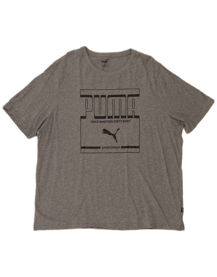 Puma Herre Grafisk T-Shirt Top 2XL Grå Bomuld