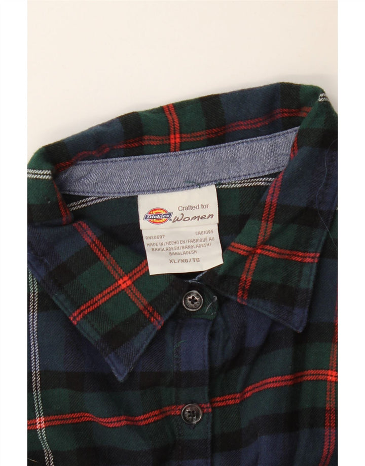 DICKIES Dame Oversized Flanell Shirt UK 18 XL Navy Blue Check