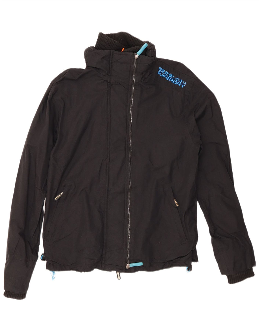 SUPERDRY Herre The Windcheater Regnjakke UK 40 Stor Sort Nylon