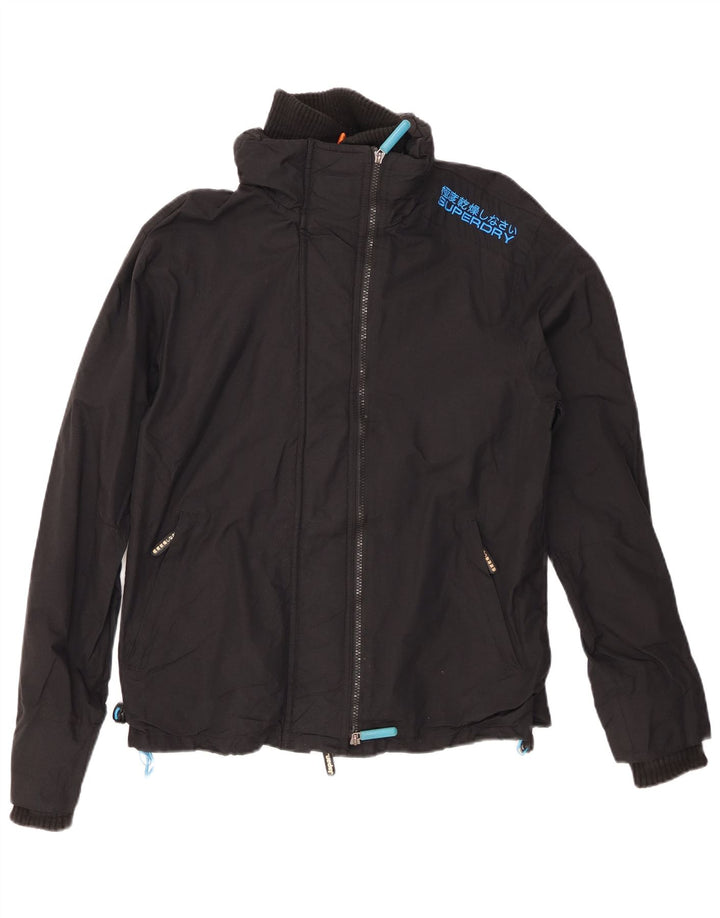 SUPERDRY Herre The Windcheater Regnjakke UK 40 Stor Sort Nylon