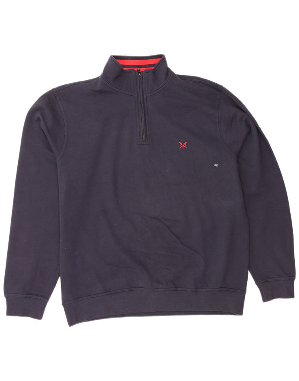 CREW TØJ Herre Zip Neck Sweatshirt Jumper 2XL Navy Blue Bomuld