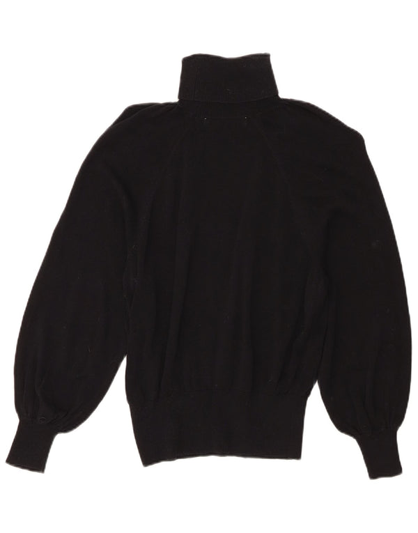 Zara Dame Roll Neck Jumper Sweater UK 10 Small Black Lyocell