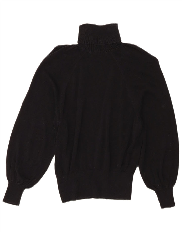Zara Dame Roll Neck Jumper Sweater UK 10 Small Black Lyocell