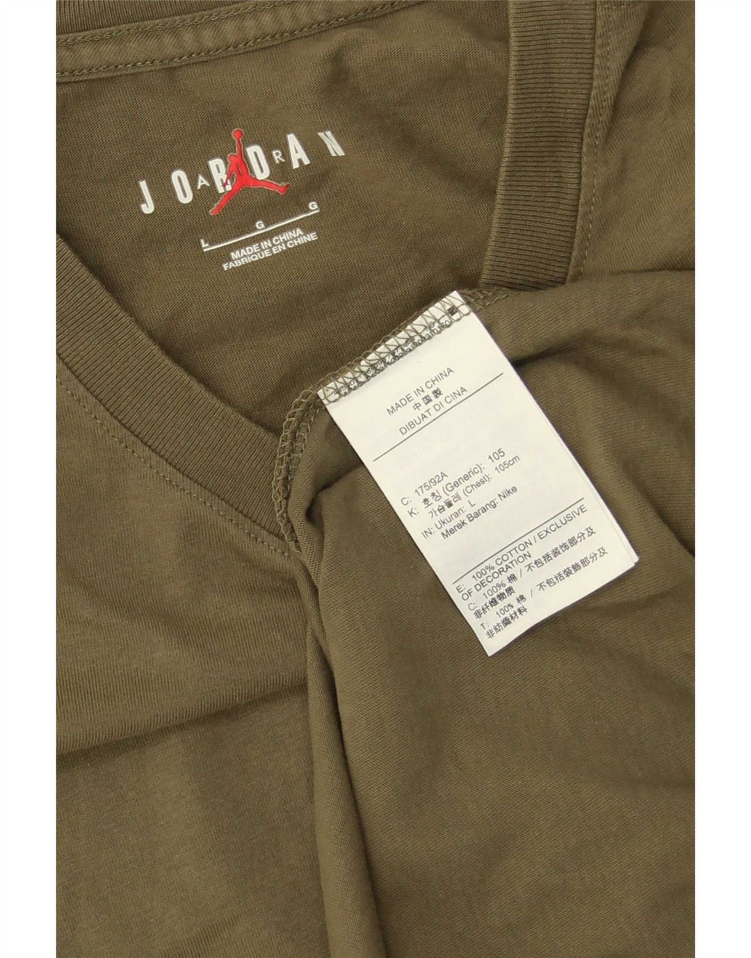 Jordan Herre grafisk T-shirt Top Stor Khaki Bomuld