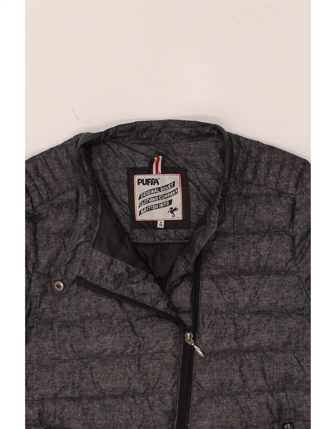 VINTAGE Womens Padded Jacket UK 10 Small Grey Polyester Vintage Vintage and Second-Hand Vintage from Messina Hembry 