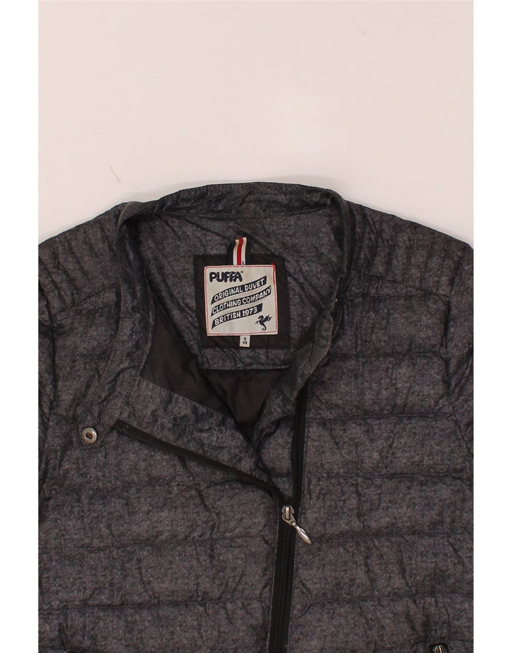 VINTAGE Womens Padded Jacket UK 10 Small Grey Polyester Vintage Vintage and Second-Hand Vintage from Messina Hembry 