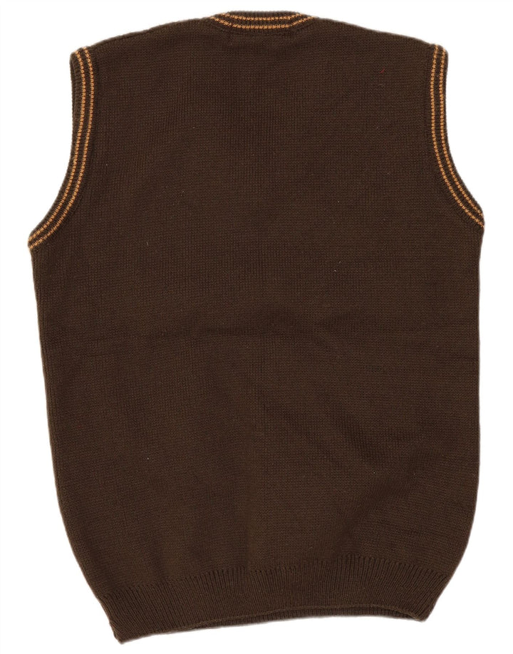 Vintage Dame Vest Tank Top IT 42 Medium Brun Stribet