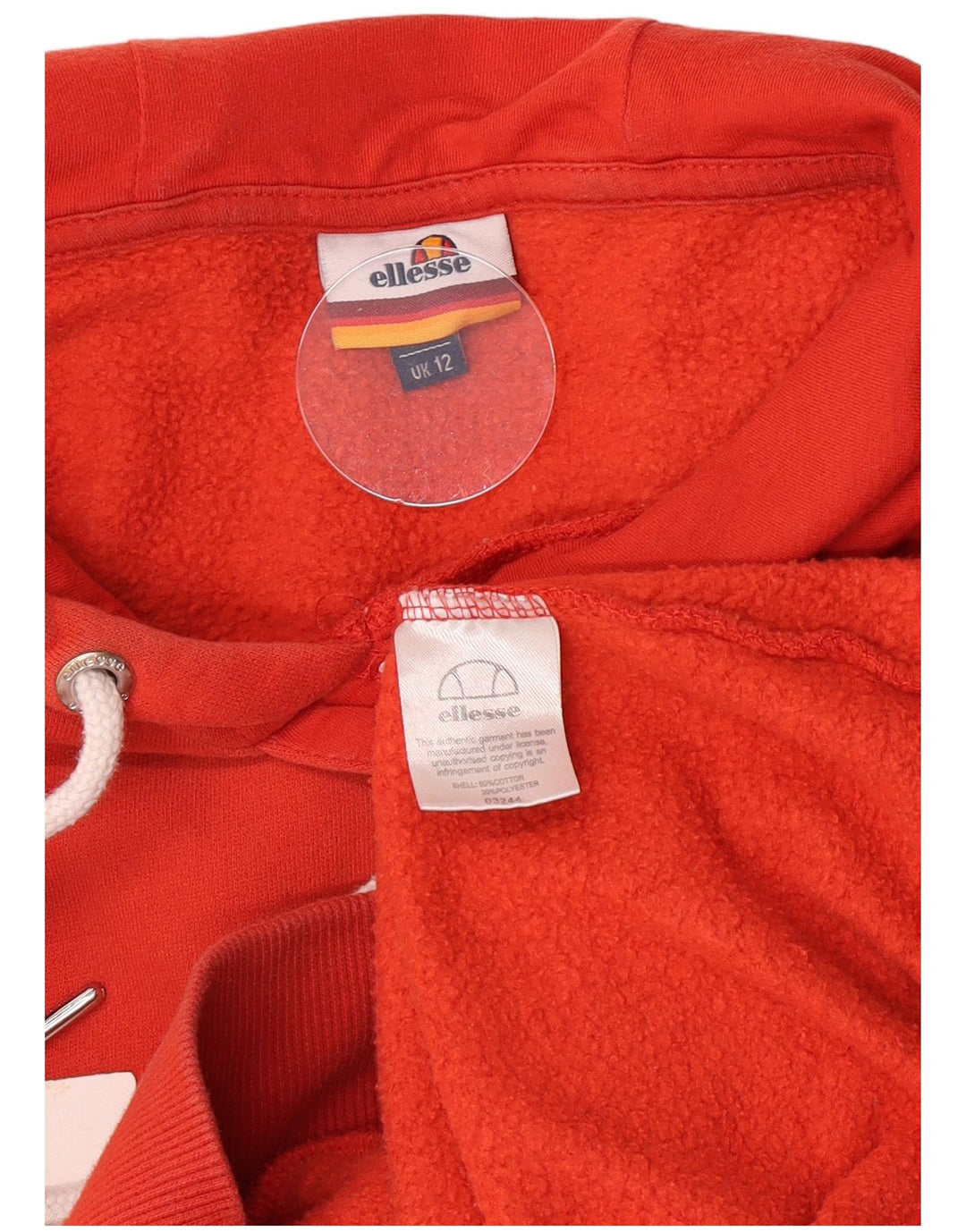 Ellesse Womens Graphic Hoodie Jumper UK 12 Medium Red Cotton
