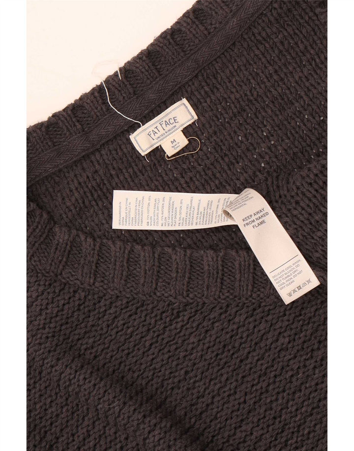 Fat Face Dame Kortærmet V-hals Jumper Sweater UK 14 Medium Sort