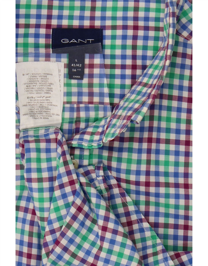 GANT Mens Short Sleeve Shirt Size 41/42 16 1/2 Large Multicoloured Gingham Vintage Gant and Second-Hand Gant from Messina Hembry 