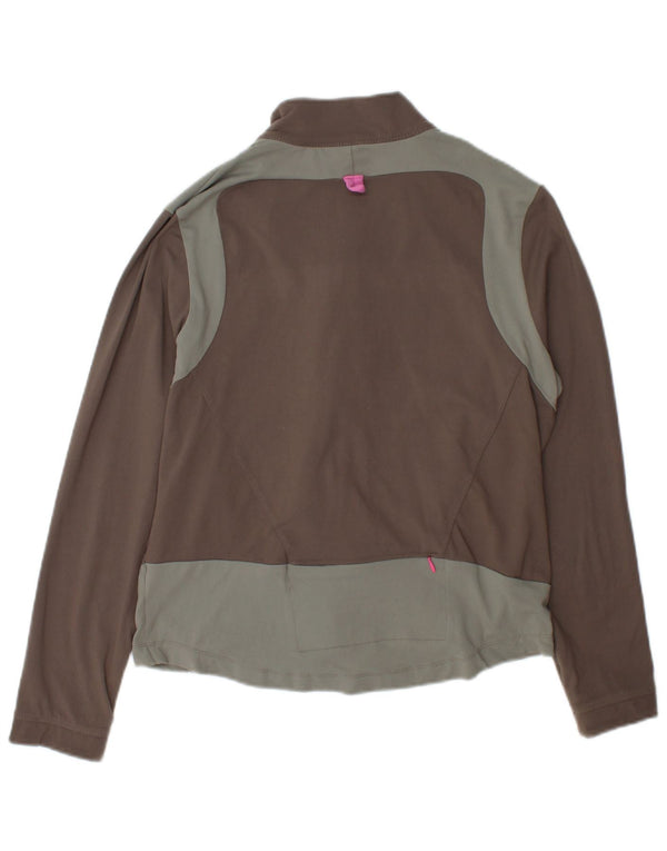 Marks & Spencer Womens Tracksuit Top Jacket UK 14 Large Brown Colourblock
