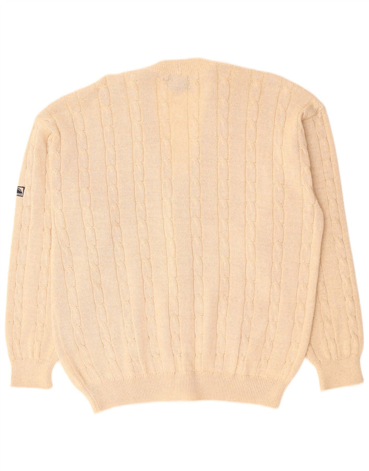 NAVIGARE Herre cardigan sweater XL Beige Flecked Merino Uld