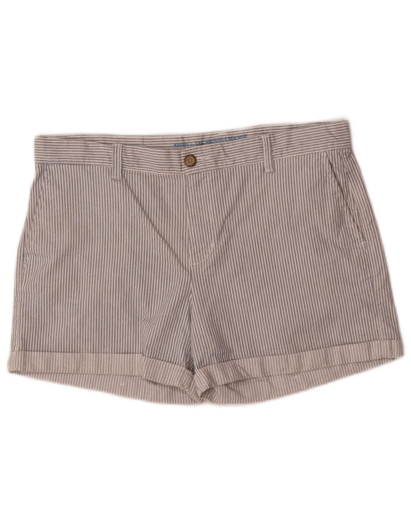 Gap Womens Girlfriend Chino Shorts UK 14 Large W34 White Pinstripe Cotton