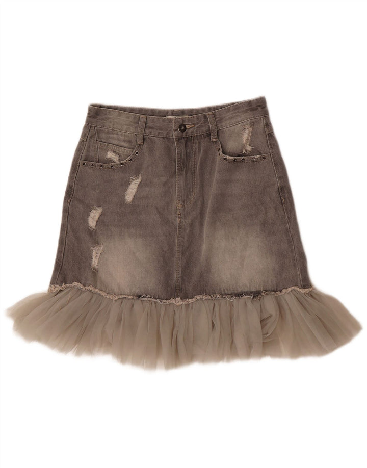 OVS Dame Distressed Denim Nederdel Medium W27 Grå Bomuld