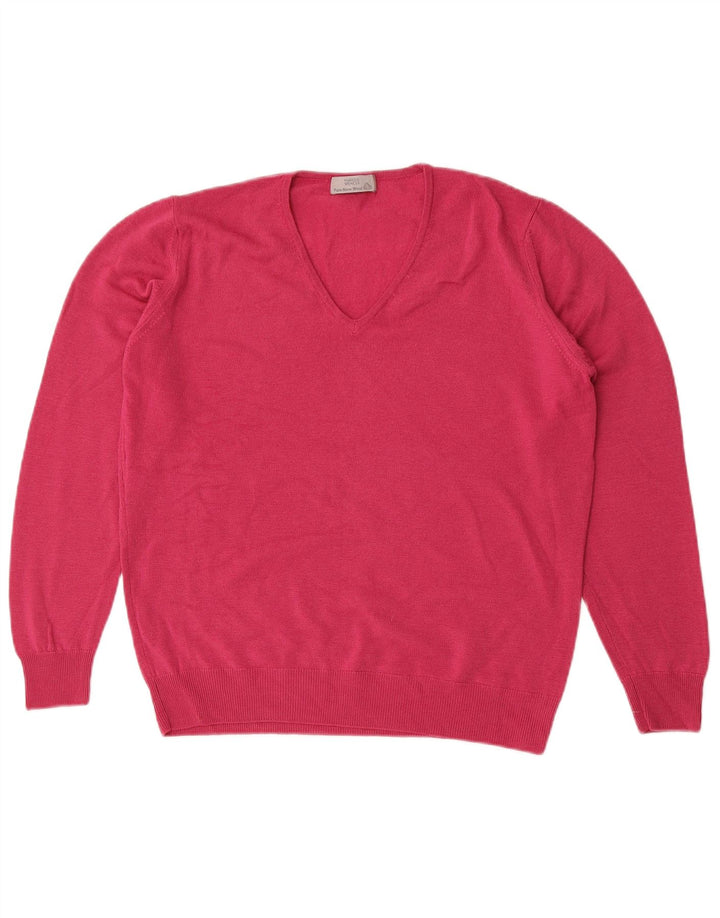 Marks & Spencer Dame V-hals sweater UK 14 Medium Pink New Wool