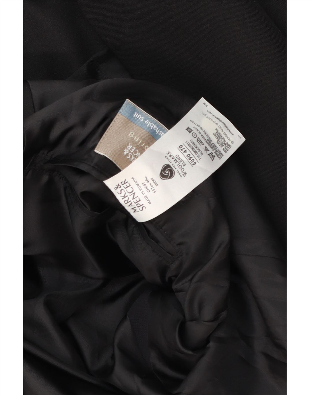 Marks & Spencer Herre 2-knaps blazerjakke UK 46 XL Sort Uld