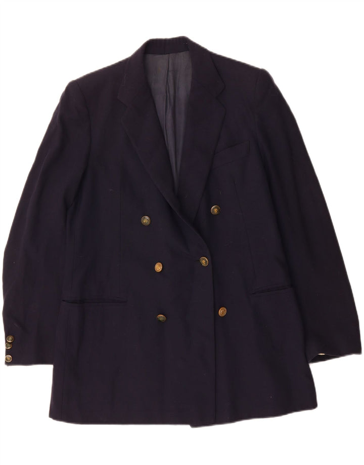 VINTAGE Womens Double Breasted Blazer Jacket UK 12 Medium Navy Blue Vintage Vintage and Second-Hand Vintage from Messina Hembry 