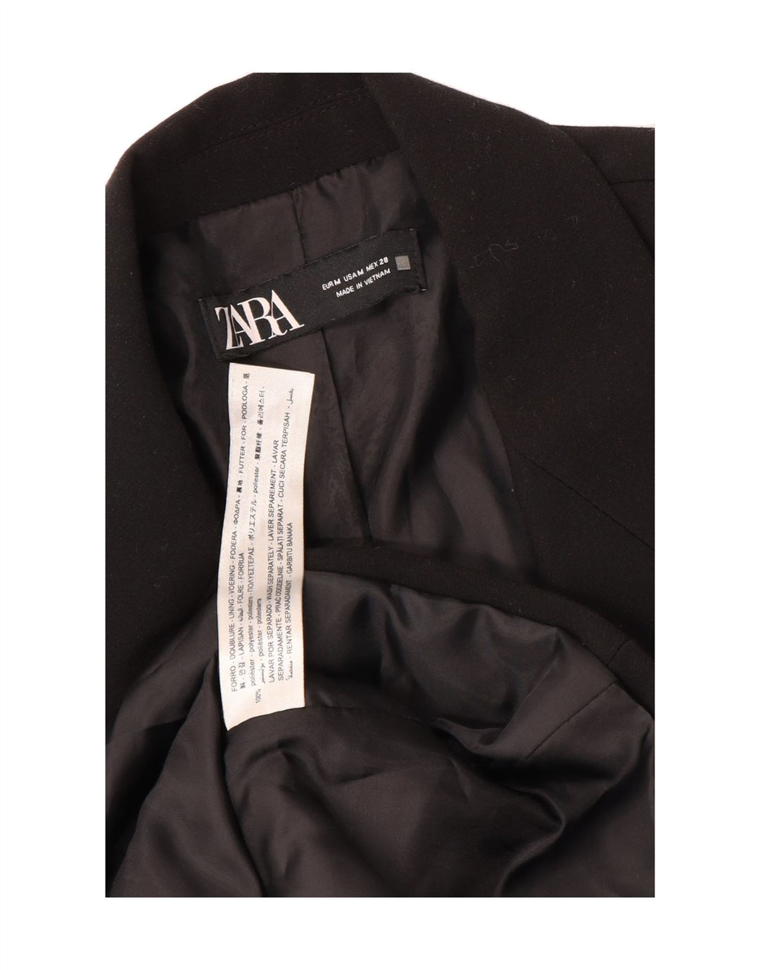 ZARA Mens Double Breasted Blazer Jacket UK 38 Medium Black Polyester Vintage Zara and Second-Hand Zara from Messina Hembry 