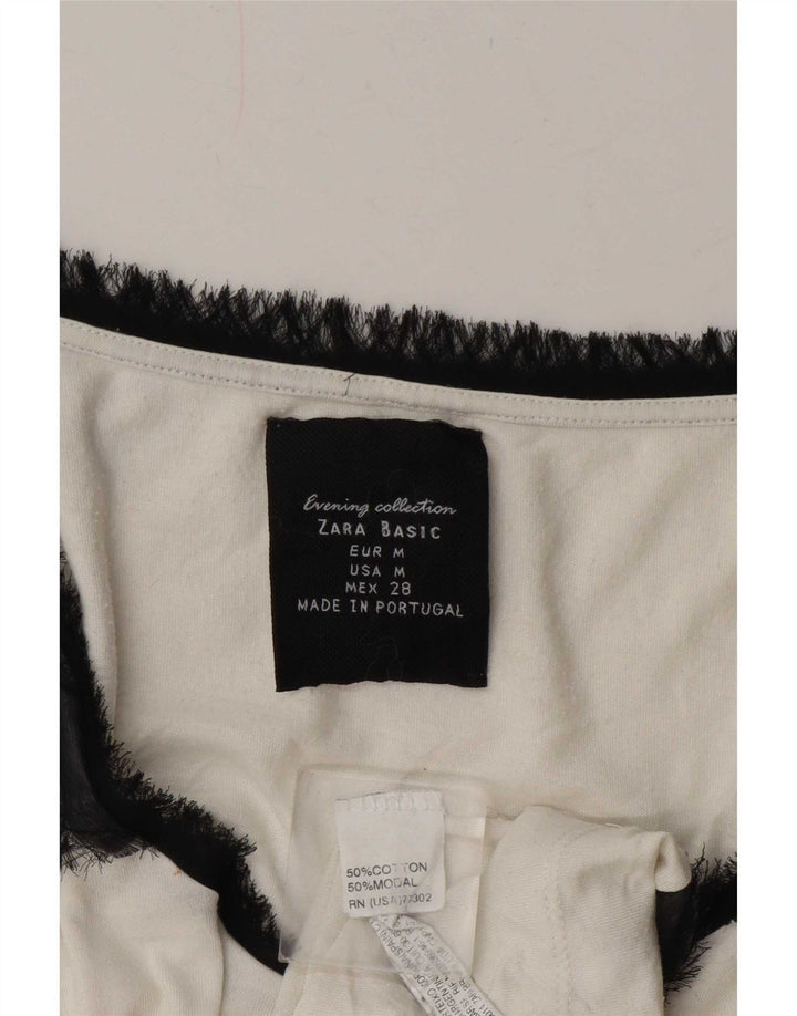 Zara Damevest Top UK 14 Mellem hvid stribet bomuld
