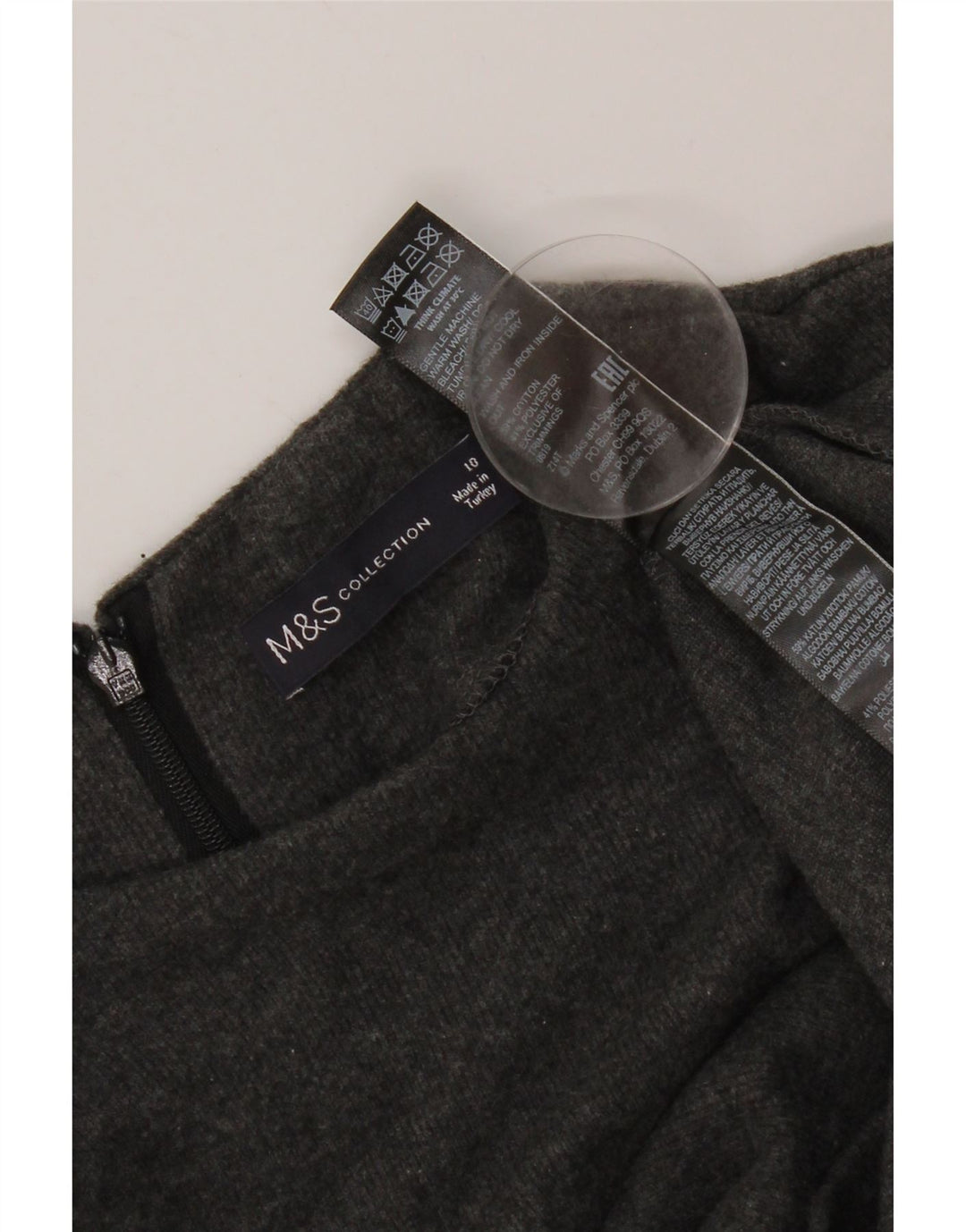 Marks & Spencer Dame Jumper Dress UK 10 Small Grey Bomuld