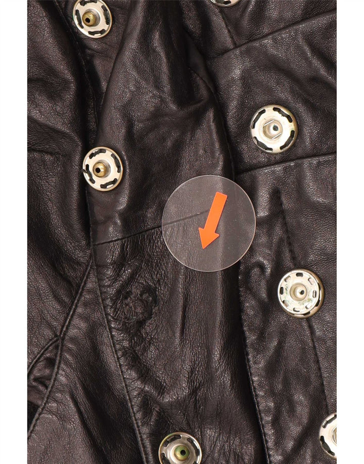 Vintage dame bikerjakke i læder UK 12 Medium Sort