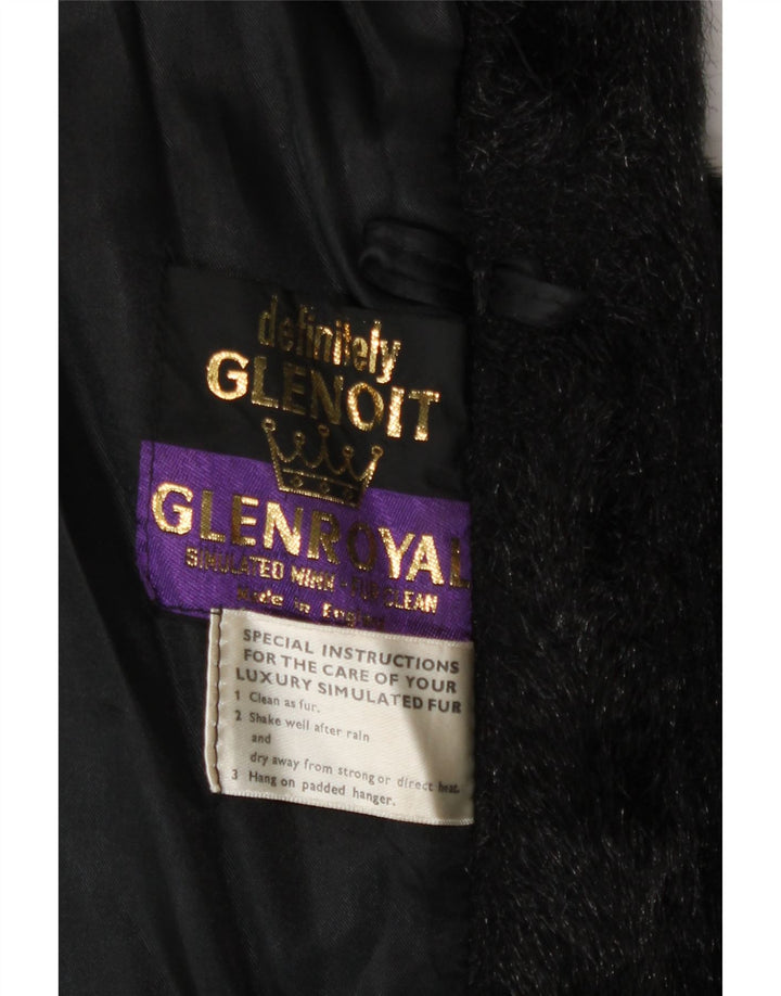 Glenoit Dame imiteret Pels Overfrakke UK 14 Large Black