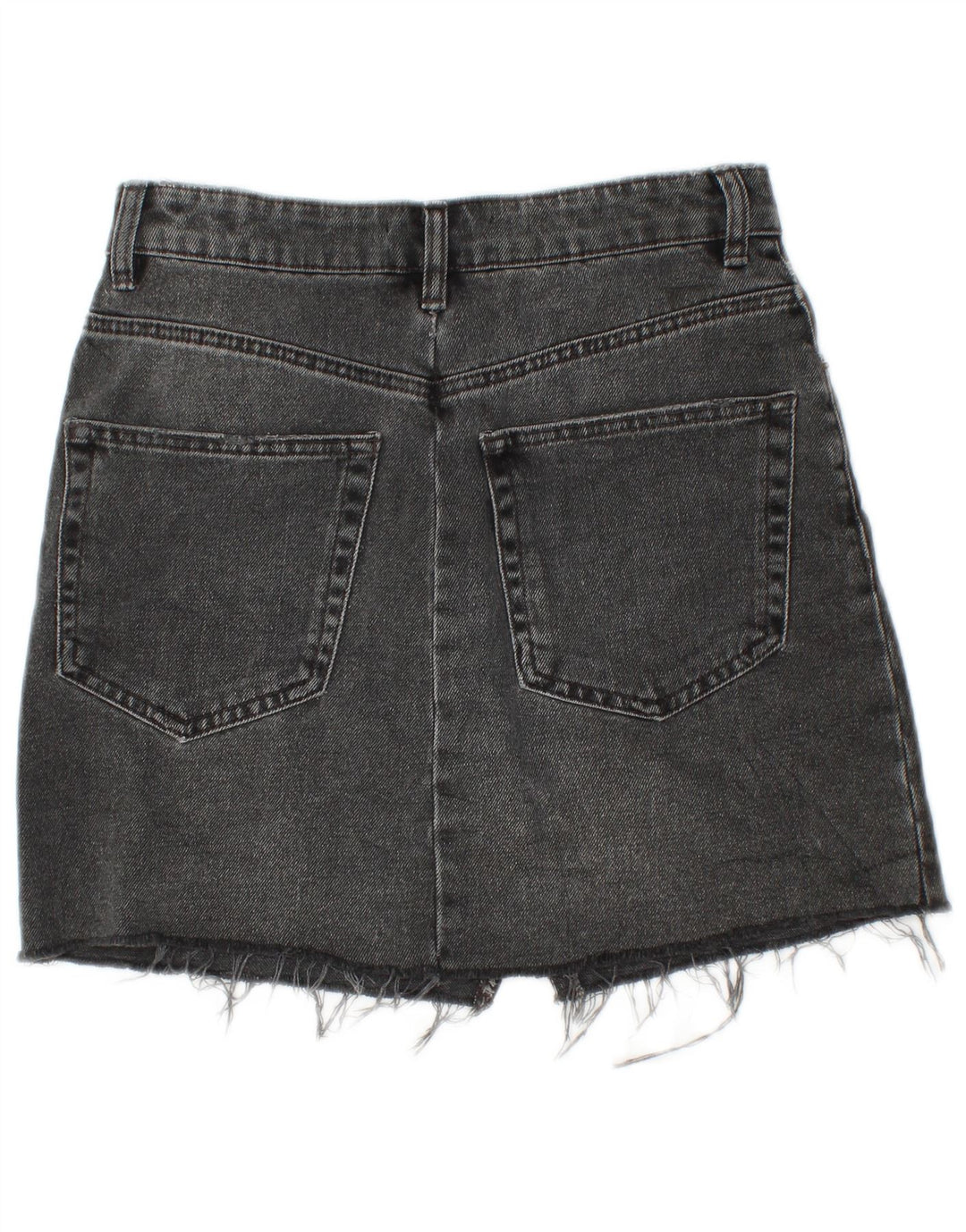 Zara Dame Mini Denim Nederdel Lille W26 Sort Bomuld