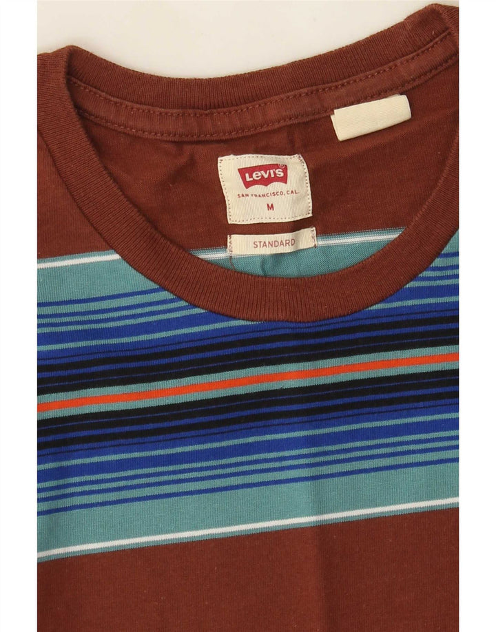 Levi's Herre Standard Fit T-Shirt Top Medium Brun Stribet