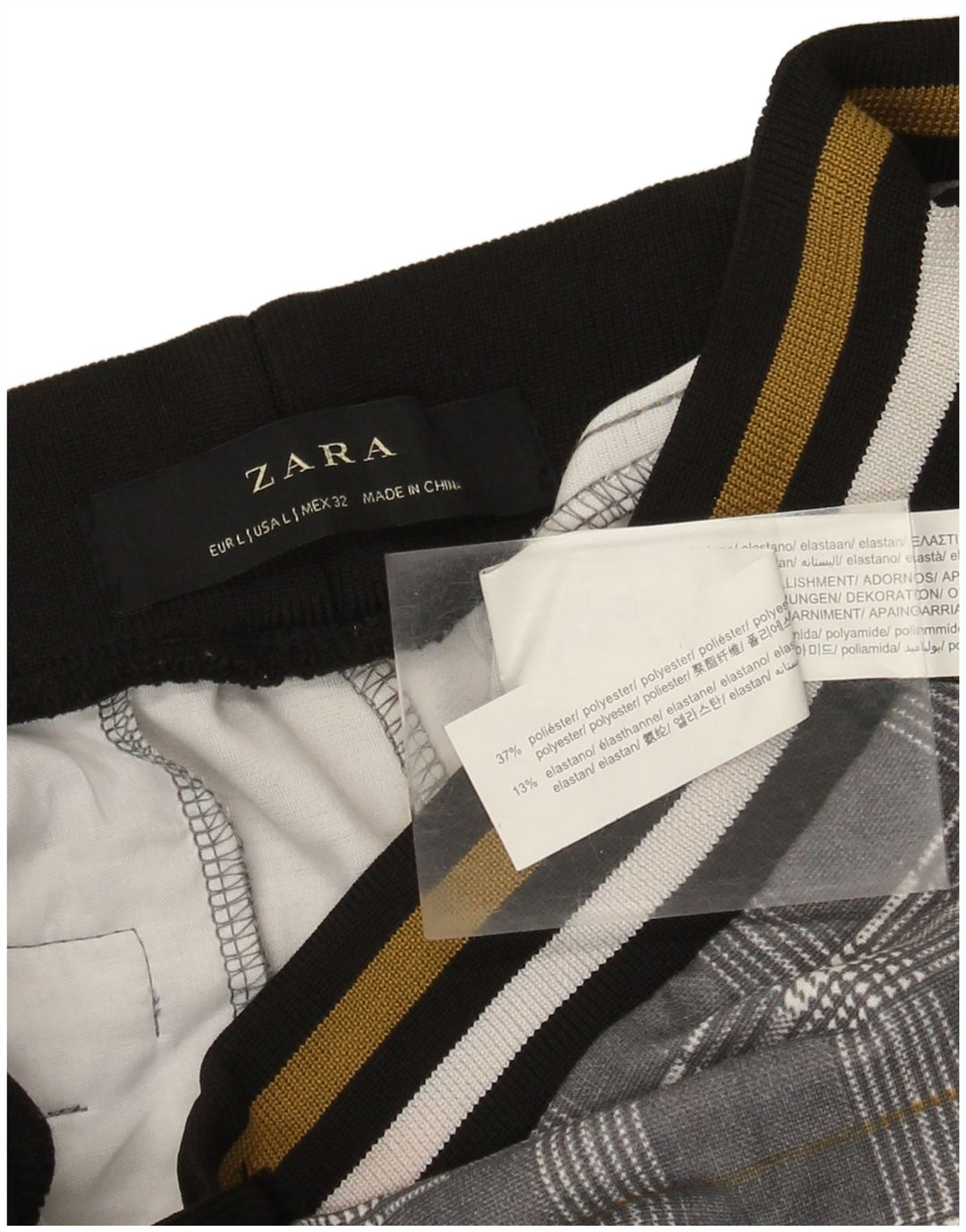 Zara Womens Crop træningsdragt Bukser UK 14 Large Grey Ternet Polyester