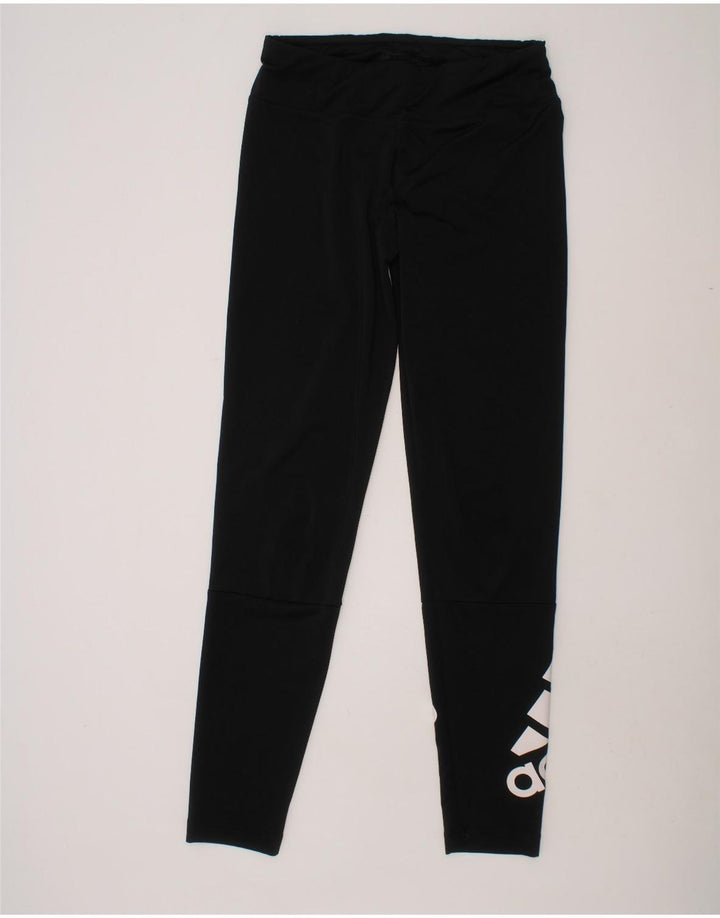 ADIDAS Girls Graphic Leggings 13-14 Years  Black Polyester Vintage Adidas and Second-Hand Adidas from Messina Hembry 